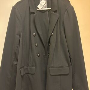 Lane Bryant Black Blazer with Structured Shoulders and Notched Lapels